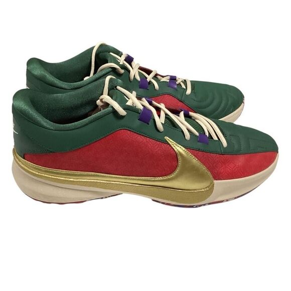 Nike Basketball Shoes Mens 18 Red Green Gannis Zoom Freak 5 NRG Keep It A Buck - Picture 3 of 10